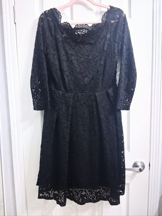 Missmay Dresses & Skirts - Missmay Romantic Black Lace Dress Midi Long Sleeve